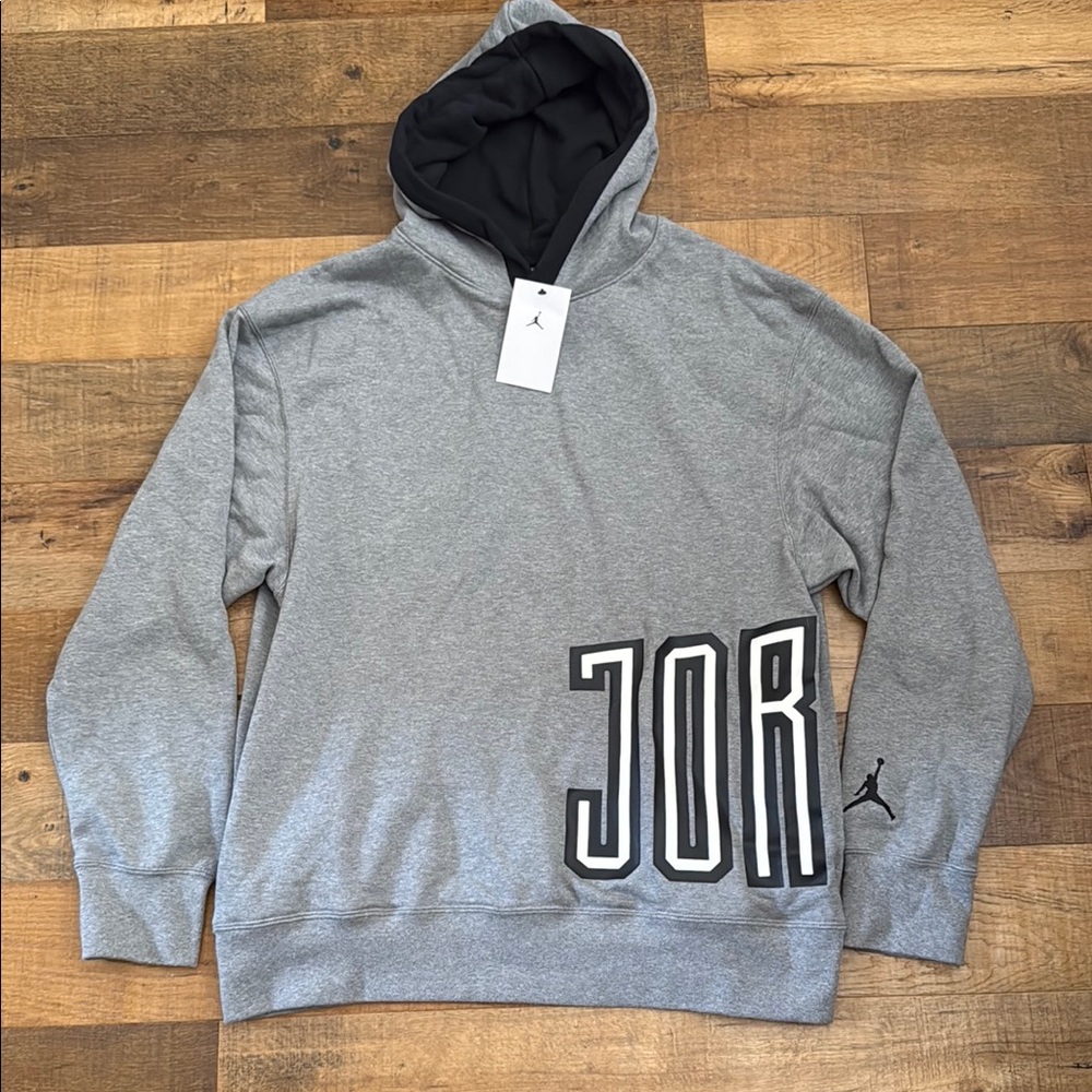 Jordan Men's Gray Hoodie with Black Accents
